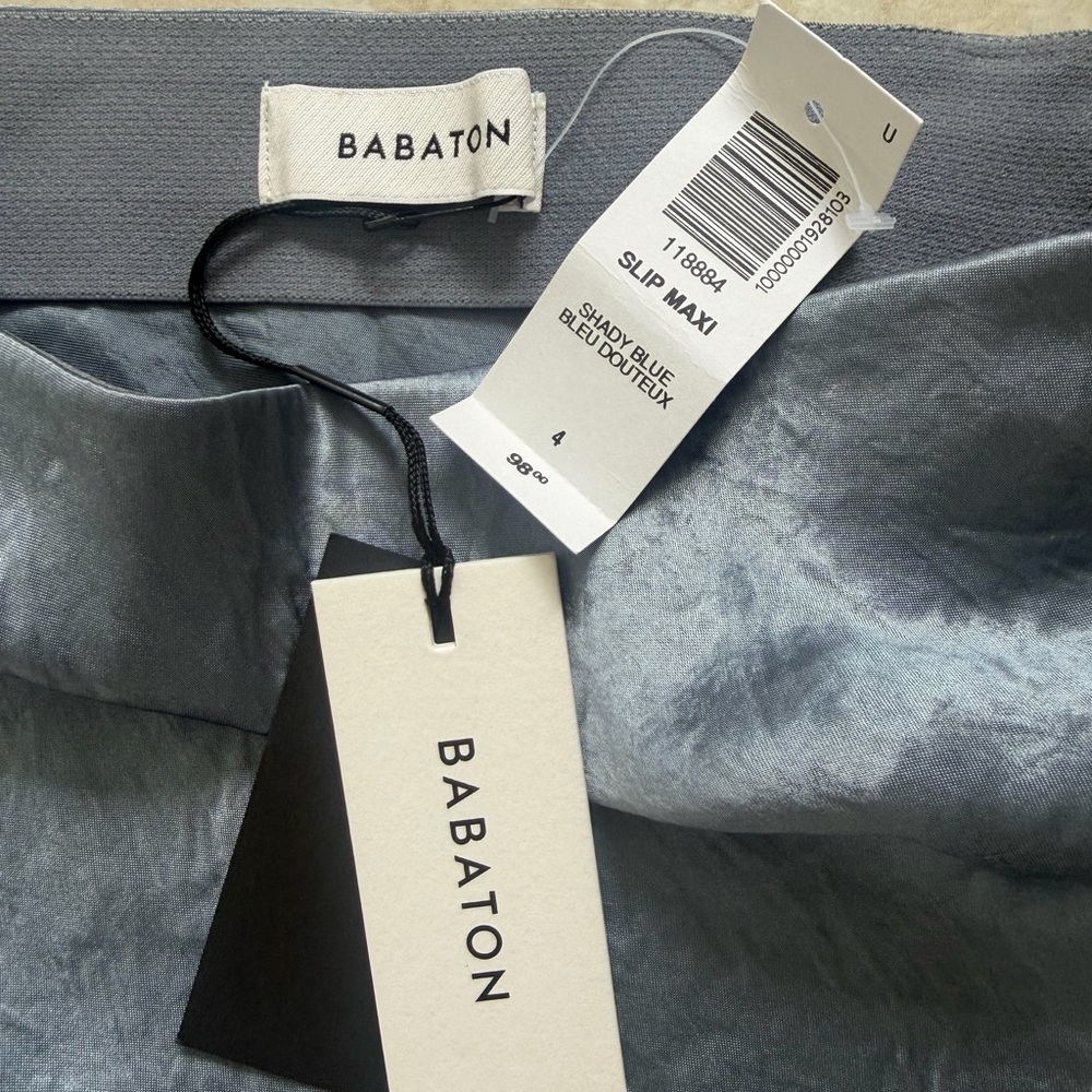 Aritzia Babaton Shady Blue Slip Satin Maxi Skirt SIze 4